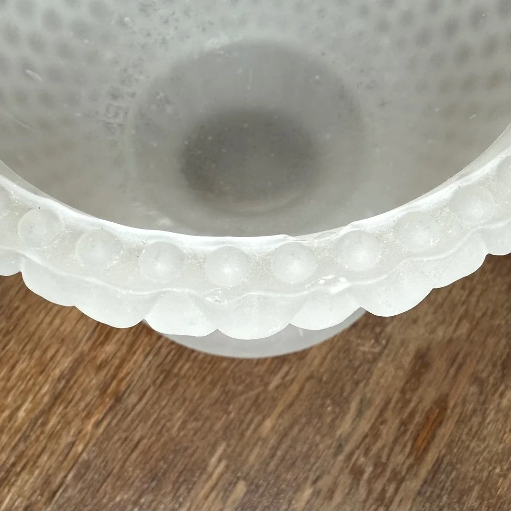 Vintage Fairy Light Lamp Clear Satin Frosted Glass Thousand Eye Hobnail Base